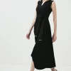 Discount ⭐ Karen Millen Compact Stretch Viscose Waterfall Midaxi 👗 Dress 👏 -OCCASION DRESSES Sale2023 akk01216 black xl