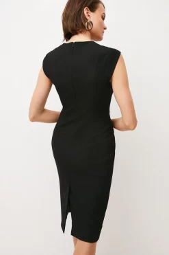 Promo ❤️ Karen Millen Structured Crepe Envelope Neck Pencil Midi 👗 Dress 🎉 -OCCASION DRESSES Sale2023 akk01519 black xl 2