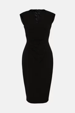 Promo ❤️ Karen Millen Structured Crepe Envelope Neck Pencil Midi 👗 Dress 🎉 -OCCASION DRESSES Sale2023 akk01519 black xl 3