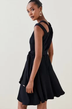 Flash Sale 🔥 Karen Millen Soft Tailored Short Waterfall Mini 👗 Dress ✔️ -OCCASION DRESSES Sale2023 akk03510 black xl 2