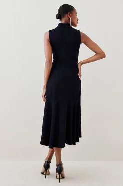 Hot Sale 🔥 Karen Millen Petite Soft Tailored High Low Midi 👗 Dress ✨ -OCCASION DRESSES Sale2023 akk05602 black xl 2