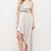 Budget 👍 Karen Millen Satin Crepe Wrap Detail Midi Cami 👗 Dress ✔️ -OCCASION DRESSES Sale2023 akk05984 grey xl