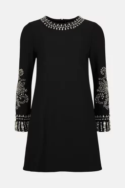Best Pirce 🎉 Karen Millen Embellished Detail Figure Form Crepe Mini 👗 Dress 🤩 -OCCASION DRESSES Sale2023 akk06528 black xl 4