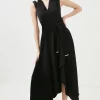 Budget ✔️ Karen Millen Satin Waterfall Maxi 👗 Dress 👍 -OCCASION DRESSES Sale2023 akk06622 black xl