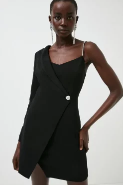 Best reviews of 🔔 Karen Millen Compact Stretch Viscose Wrap Tux Mini 👗 Dress 🔥