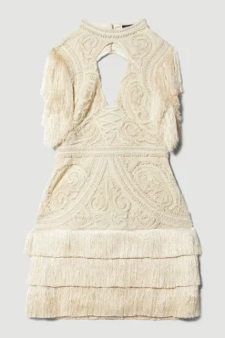 Best Pirce ⌛ Karen Millen Cornelli Embellished Fringed Woven 👗 Dress ✨ -OCCASION DRESSES Sale2023 akk07064 ivory xl 3