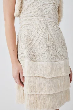 Best Pirce ⌛ Karen Millen Cornelli Embellished Fringed Woven 👗 Dress ✨ -OCCASION DRESSES Sale2023 akk07064 ivory xl 4