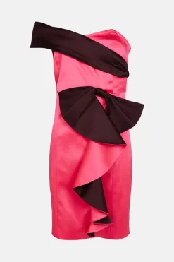 Promo 🔥 Karen Millen Italian Structured Satin Contrast Bow Mini 👗 Dress ⌛ -OCCASION DRESSES Sale2023 akk07425 pink xl 3