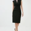 New ⌛ Karen Millen Compact Stretch Envelope Neck Pencil Midi 👗 Dress 😉 -OCCASION DRESSES Sale2023 akk95241 black xl