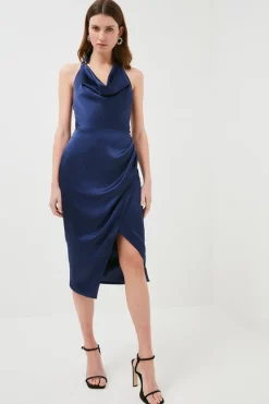 Brand new 😍 Karen Millen Tailored Satin Drape Halter Midi 👗 Dress 🛒