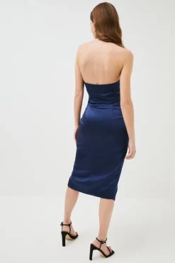 Brand new 😍 Karen Millen Tailored Satin Drape Halter Midi 👗 Dress 🛒 -OCCASION DRESSES Sale2023 bkk00169 blue xl 2