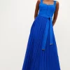 Deals 🔔 Karen Millen Top Stitch And Pleat Detail Woven Midi 👗 Dress 🧨 -OCCASION DRESSES Sale2023 bkk00527 cobalt xl