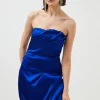 Coupon 😀 Karen Millen Italian Structured Satin Bandeau Mini 👗 Dress 👍 -OCCASION DRESSES Sale2023 bkk00571 cobalt xl