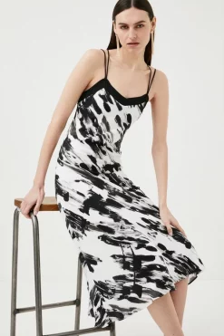 Flash Sale 🧨 Karen Millen Abstract Viscose Crepe Slip 👗 Dress 🔥