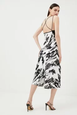 Flash Sale 🧨 Karen Millen Abstract Viscose Crepe Slip 👗 Dress 🔥 -OCCASION DRESSES Sale2023 bkk01252 mono xl 2