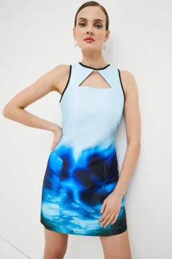 Wholesale 🌟 Karen Millen Cosmo Print Woven Cut Out Mini Prom 👗 Dress 😉 -OCCASION DRESSES Sale2023 bkk01424 blue xl 1
