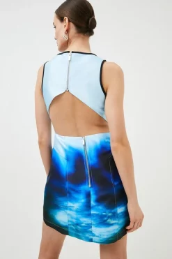 Wholesale 🌟 Karen Millen Cosmo Print Woven Cut Out Mini Prom 👗 Dress 😉 -OCCASION DRESSES Sale2023 bkk01424 blue xl 4 1