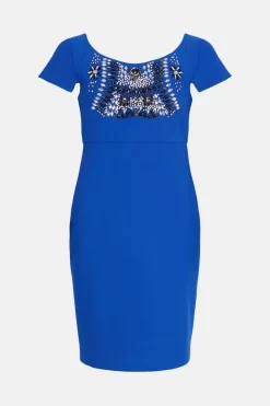 Hot Sale 🧨 Karen Millen Embellished Scoop Figure Form Crepe Midi 👗 Dress 🌟 -OCCASION DRESSES Sale2023 bkk01714 cobalt xl 3