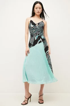 Top 10 🧨 Karen Millen Distorted Zebra On Pleats Strappy Woven Midi 😍