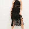 Coupon 🥰 Karen Millen Cut Out Halter Fringed Bandage Knit Midi 👗 Dress 👏 -OCCASION DRESSES Sale2023 bkk01821 black xl