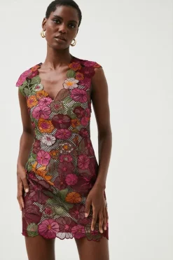 Cheap ๐ Karen Millen Guipure Lace & Embroidered Floral Mini ๐ Dress ๐ฅฐ