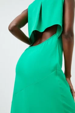 Promo 😀 Karen Millen Fluid Crepe Cowl Neck Woven Midi 👗 Dress 🧨 -OCCASION DRESSES Sale2023 bkk01988 green xl 2