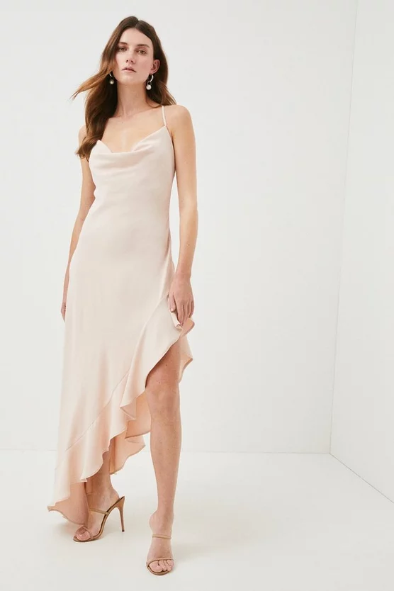 Hot Sale โค๏ธ Karen Millen Soft Tailored Cami Cowl Neck Ruffle Hem Midi ๐ Dress ๐ 3 Hot Sale โค๏ธ Karen Millen Soft Tailored Cami Cowl Neck Ruffle Hem Midi ๐ Dress ๐