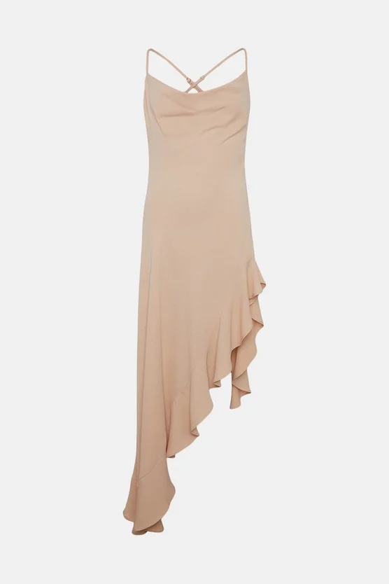 Hot Sale โค๏ธ Karen Millen Soft Tailored Cami Cowl Neck Ruffle Hem Midi ๐ Dress ๐ 6 Hot Sale โค๏ธ Karen Millen Soft Tailored Cami Cowl Neck Ruffle Hem Midi ๐ Dress ๐ - Image 4