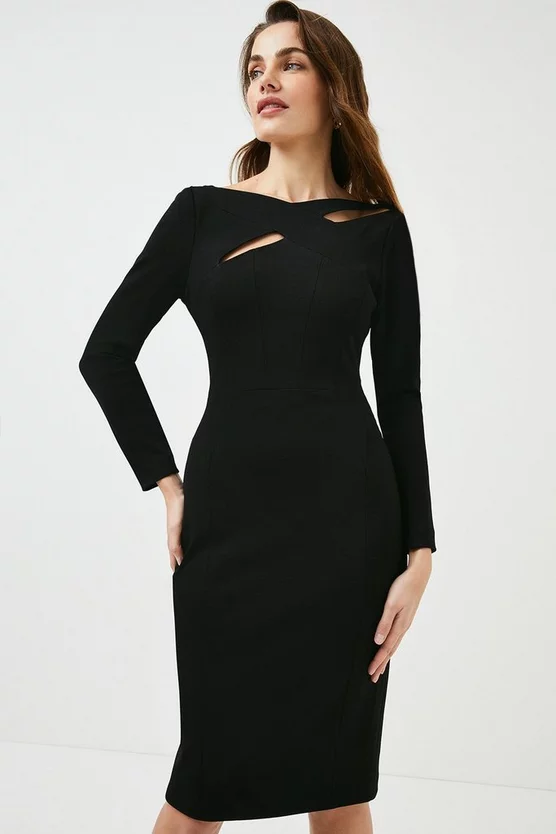 Buy ๐ Karen Millen Italian Structured Rib Cross Over Pencil Midi ๐ Dress ๐ 3 Buy ๐ Karen Millen Italian Structured Rib Cross Over Pencil Midi ๐ Dress ๐