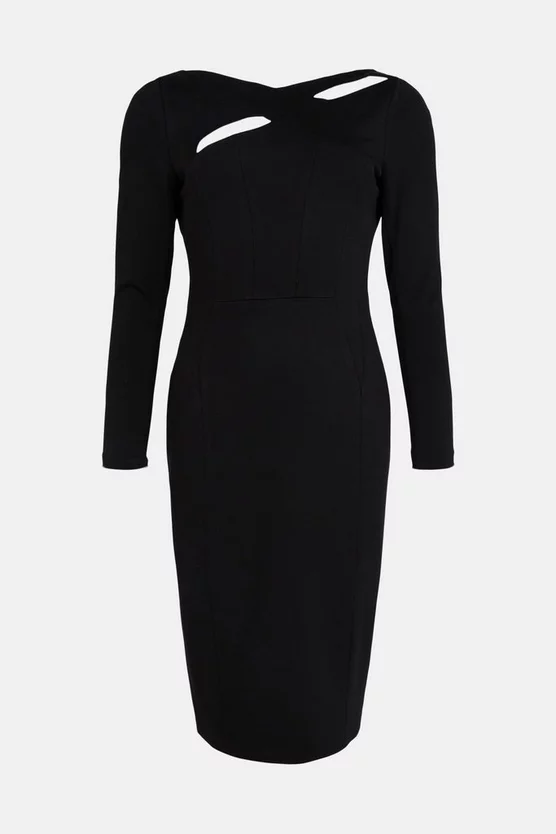Buy ๐ Karen Millen Italian Structured Rib Cross Over Pencil Midi ๐ Dress ๐ 6 Buy ๐ Karen Millen Italian Structured Rib Cross Over Pencil Midi ๐ Dress ๐ - Image 4