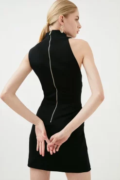 Promo 🔥 Karen Millen Italian Structured Rib Cut Out Bodycon Mini 👗 Dress 👏 -OCCASION DRESSES Sale2023 bkk02172 black xl 4