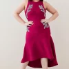 Brand new 🎁 Karen Millen Plus Size Embellished High Low Hem Knit Midi 👗 Dress 🌟
