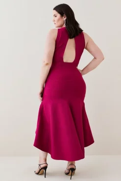 Brand new 🎁 Karen Millen Plus Size Embellished High Low Hem Knit Midi 👗 Dress 🌟 -OCCASION DRESSES Sale2023 bkk02174 pink xl 2