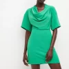 Top 10 😀 Karen Millen Fluid Crepe Woven Cowl Neck Mini 👗 Dress ❤️ -OCCASION DRESSES Sale2023 bkk02197 green xl