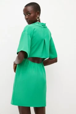 Top 10 😀 Karen Millen Fluid Crepe Woven Cowl Neck Mini 👗 Dress ❤️ -OCCASION DRESSES Sale2023 bkk02197 green xl 2