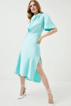 Deals ⌛ Karen Millen Satin Cowl Neck Woven Midi 👗 Dress 🥰