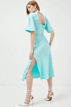 Deals ⌛ Karen Millen Satin Cowl Neck Woven Midi 👗 Dress 🥰 -OCCASION DRESSES Sale2023 bkk02238 mint xl 2