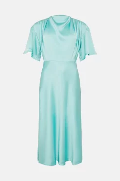 Deals ⌛ Karen Millen Satin Cowl Neck Woven Midi 👗 Dress 🥰 -OCCASION DRESSES Sale2023 bkk02238 mint xl 3