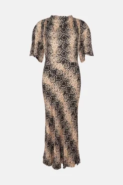 Flash Sale 🎉 Karen Millen Viscose Satin Snake Cowel Woven Midi 👗 Dress 🥰 -OCCASION DRESSES Sale2023 bkk02647 snake xl 3
