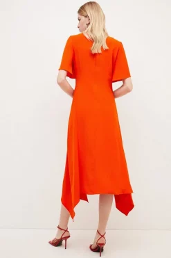 Flash Sale 👍 Karen Millen Soft Tailored Ruffle Detail Midi 👗 Dress 🌟 -OCCASION DRESSES Sale2023 bkk02847 orange xl 4