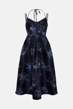 Buy โ Karen Millen Floral Jacquard Strappy Woven Midi Prom ๐ Dress ๐ 9 Buy โ Karen Millen Floral Jacquard Strappy Woven Midi Prom ๐ Dress ๐ -OCCASION DRESSES Sale2023 bkk02868 navy xl 3