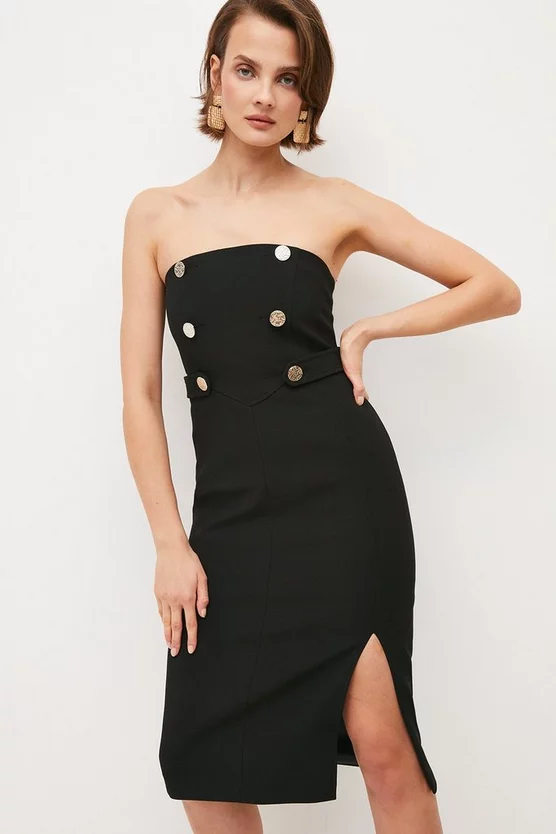 Wholesale ๐ Karen Millen Compact Stretch Button Bandeau Midi ๐ Dress ๐งจ 4 Wholesale ๐ Karen Millen Compact Stretch Button Bandeau Midi ๐ Dress ๐งจ - Image 2