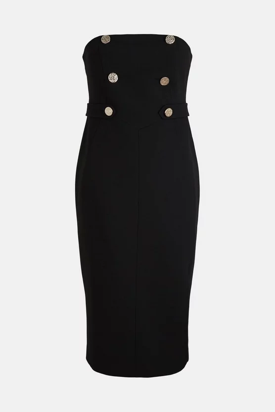 Wholesale ๐ Karen Millen Compact Stretch Button Bandeau Midi ๐ Dress ๐งจ 6 Wholesale ๐ Karen Millen Compact Stretch Button Bandeau Midi ๐ Dress ๐งจ - Image 4