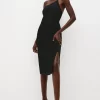 Coupon 🤩 Karen Millen Compact Viscose Chain One Shoulder Column Midi 👗 Dress 🛒