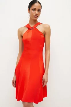 Deals 🌟 Karen Millen Satin Back Crepe Eyelet Short Mini 👗 Dress ✔️