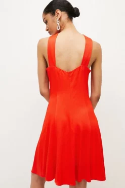 Deals 🌟 Karen Millen Satin Back Crepe Eyelet Short Mini 👗 Dress ✔️ -OCCASION DRESSES Sale2023 bkk03236 red xl 2