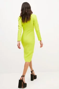 Cheapest ๐ Karen Millen Petite Compact Viscose Stud Cuff Pencil Midi ๐ Dress ๐ 8 Cheapest ๐ Karen Millen Petite Compact Viscose Stud Cuff Pencil Midi ๐ Dress ๐ -OCCASION DRESSES Sale2023 bkk03344 lime xl 2