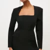 New 🔔 Karen Millen Compact Viscose Open Neck Corset Mini 👗 Dress ❤️ -OCCASION DRESSES Sale2023 bkk03345 black xl