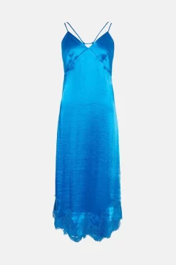 Cheap ๐ Karen Millen Textured Satin Lace Hem Woven Midi Slip ๐ Dress ๐ 12 Cheap ๐ Karen Millen Textured Satin Lace Hem Woven Midi Slip ๐ Dress ๐ -OCCASION DRESSES Sale2023 bkk03526 blue xl 3