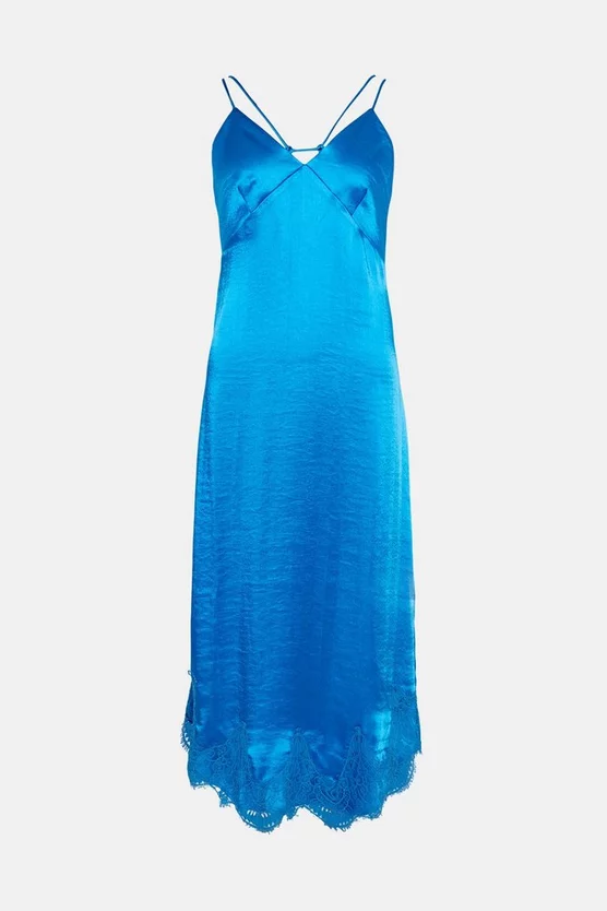 Cheap ๐ Karen Millen Textured Satin Lace Hem Woven Midi Slip ๐ Dress ๐ 6 Cheap ๐ Karen Millen Textured Satin Lace Hem Woven Midi Slip ๐ Dress ๐ - Image 4